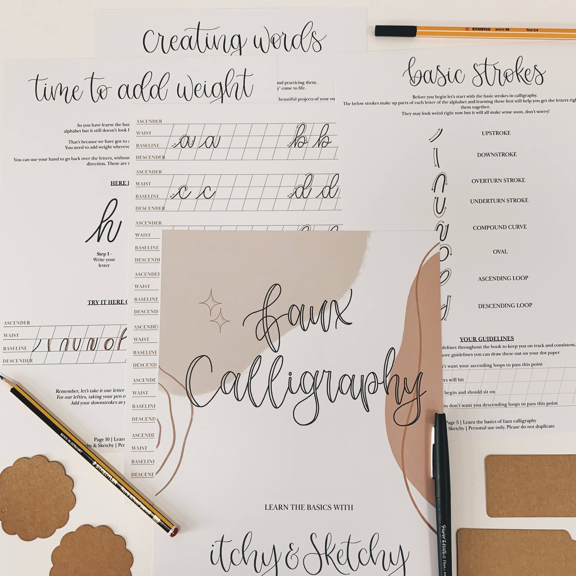 Beginners Faux Calligraphy Workbook Kit – Blissfully Yours